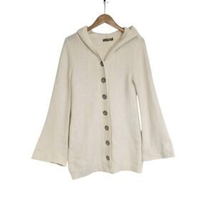 Prana Ivory Willow Duster Long Hooded Cardigan Sweater Size Medium